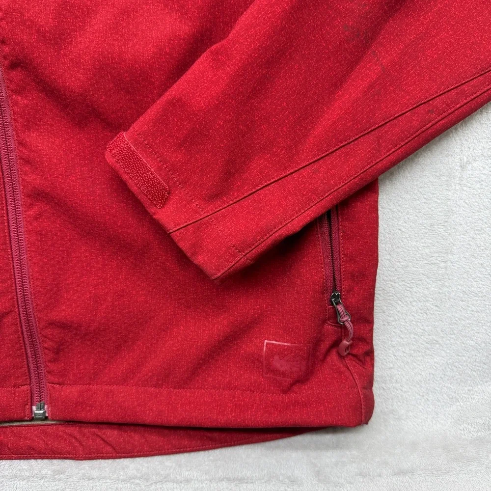 REI Jacket Mens Small Red McCone Softshell Hooded Full Zip Hiking Outdoor‎ Light